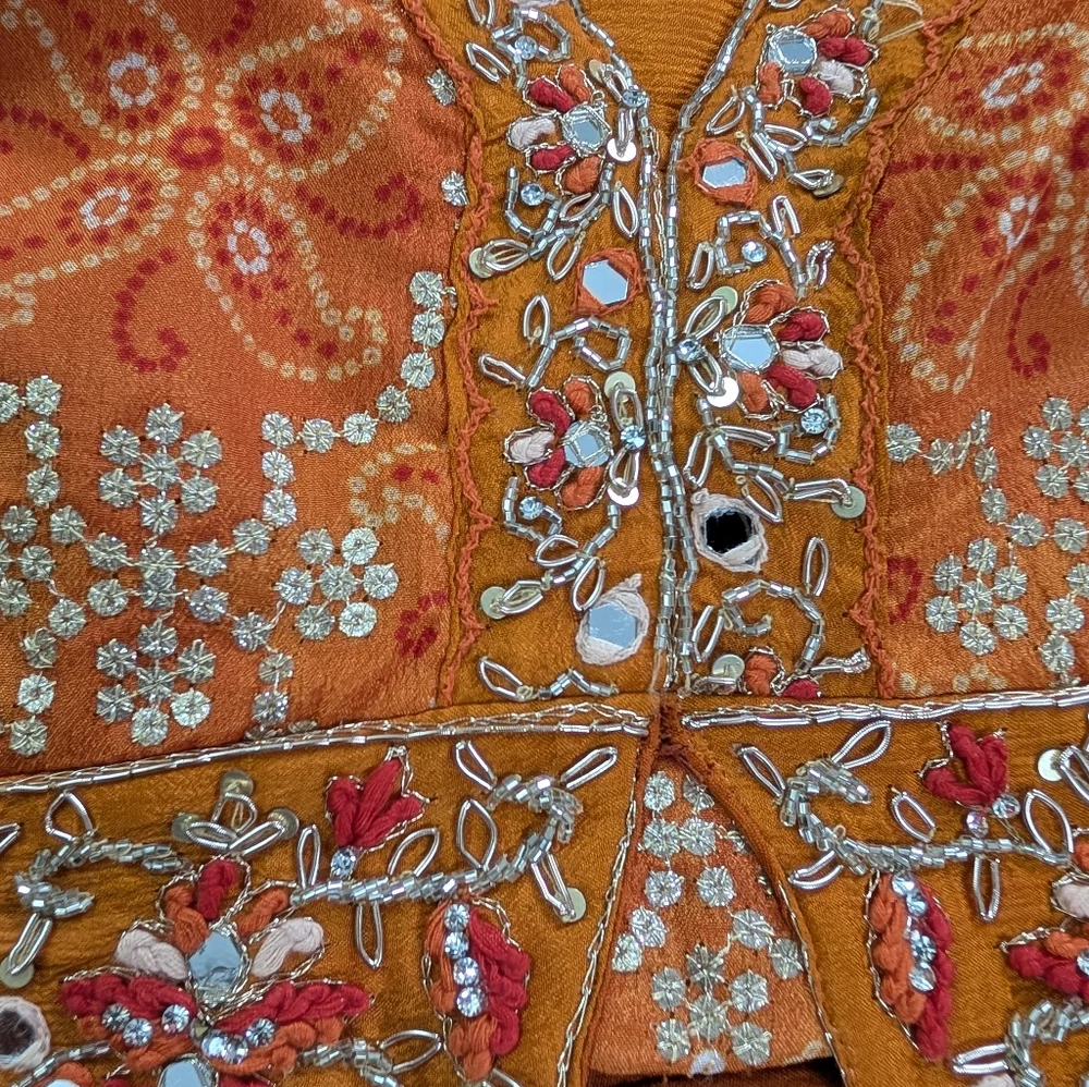 Orange Long Sleeves Crop Top, Palazzo and dupatta Set for Wedding Events - Picture 13 of 16